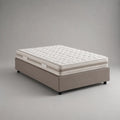Letto contenitore matrimoniale 160x200 cm con materasso imbottito e struttura in tessuto beige