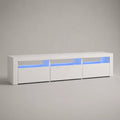 Mobile TV in MDF bianco con 3 ante e illuminazione LED 180x40x45 cm struttura rettangolare