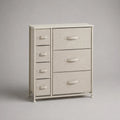 Credenza con cassetti in tessuto poliestere e struttura in acciaio bianco 80x30x85 cm forma rettangolare
