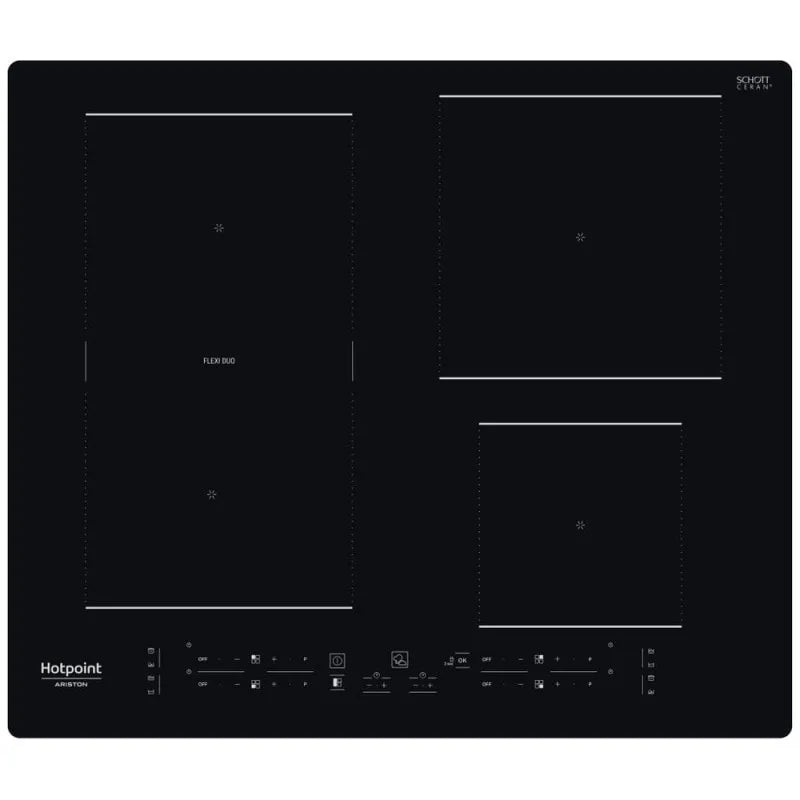 Ariston piano cottura, HB 3160C NE - per installazione a incasso Induzione 4 Zone Flexi Duo 60 cm Vetro finitura nera