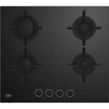 Beko piano cottura, HILG 64222 S - per installazione a incasso 60 cm 4 zone di cottura Gas High Efficiency Vetro finitura nera supporti pentole in