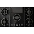 Elica modello PRF0147740A, Piano a Gas Vetro finitura nera Cappa Integrata 88cm Versione Aspirante, Nikolatesla Flame BL