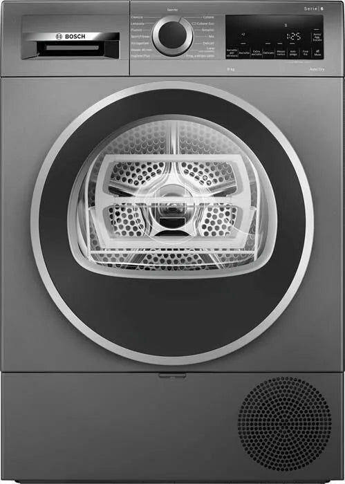 BOSCH asciugatrice, Serie 6 WQG233DRIT 8Kg classe di efficienza energetica C-finitura grigia antracite