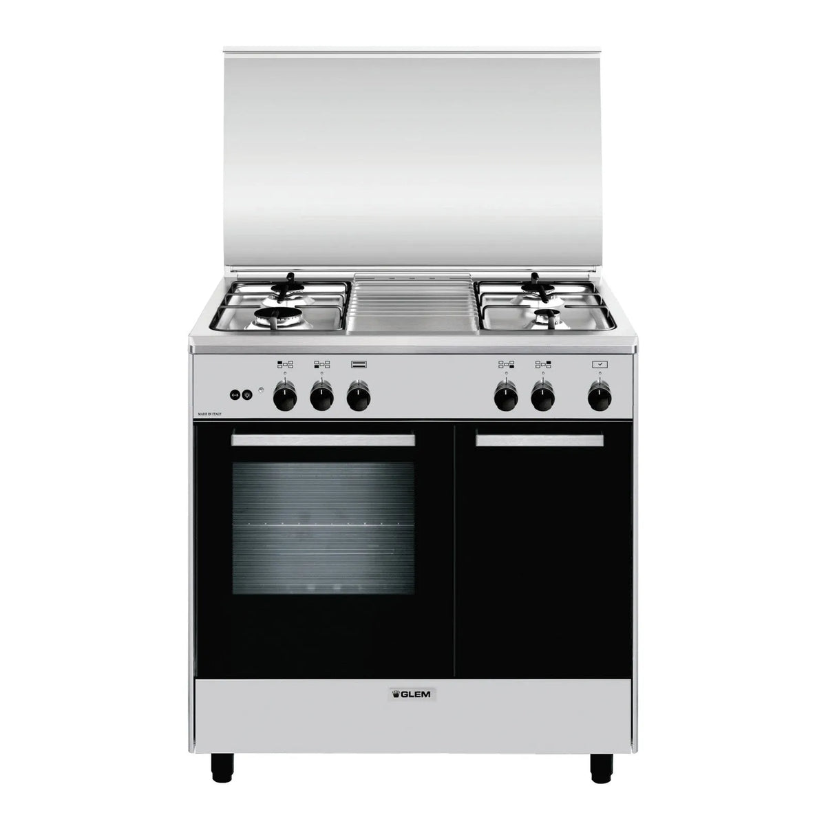 Glem Gas forno, AR854GI Cucina 4 zone di cottura Gas 49L Titanio 80x50x95cm Facile da Pulire