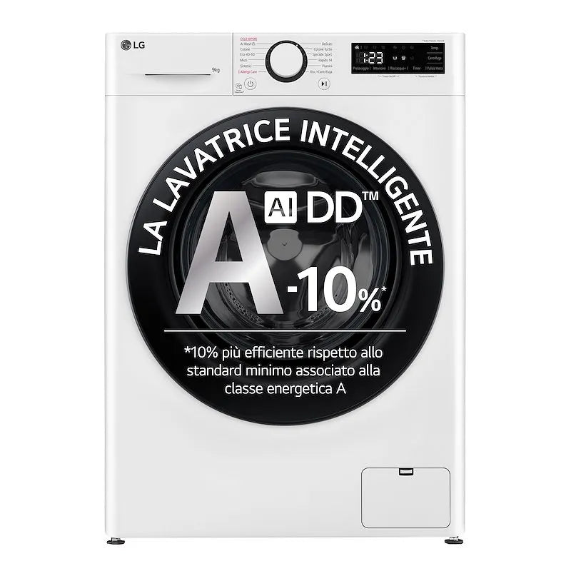 LG lavatrice, Slim 9Kg AI DD F2R3S09NSWB finitura bianca