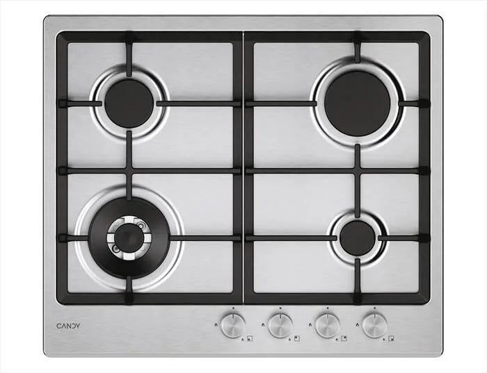 CANDY piano cottura a gas, CHG6BF4WTX 59,5 cm-acciaio inossidabile