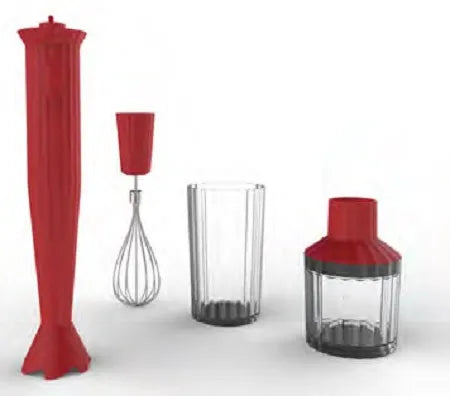 frullatore, Alessi a immersione con accessori Plissu00e9 finitura rossa