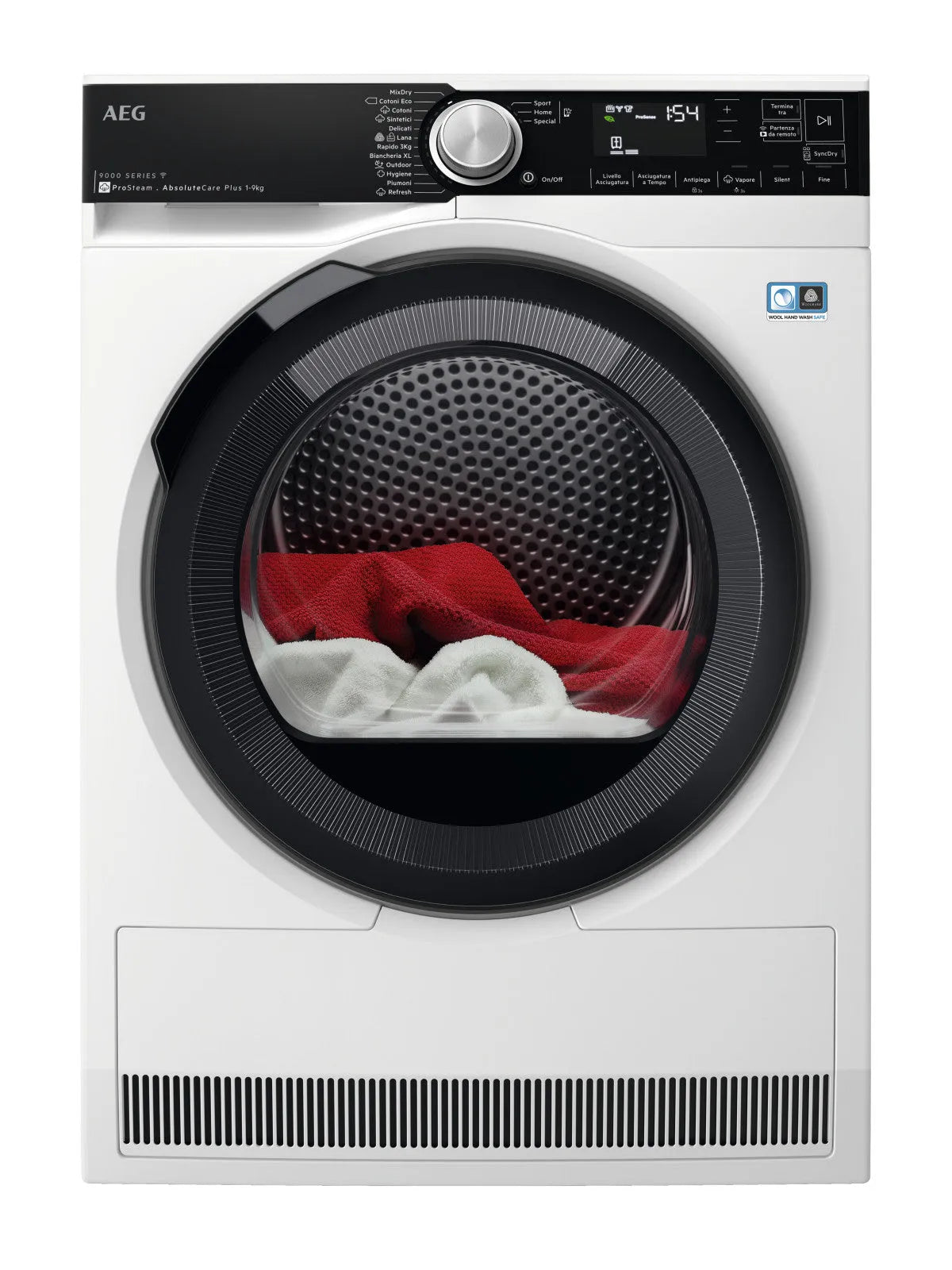 AEG asciugatrice, TR9T94ABYS 9 kg A+++ finitura bianca Wi-Fi Pompa di Calore a a carica frontale