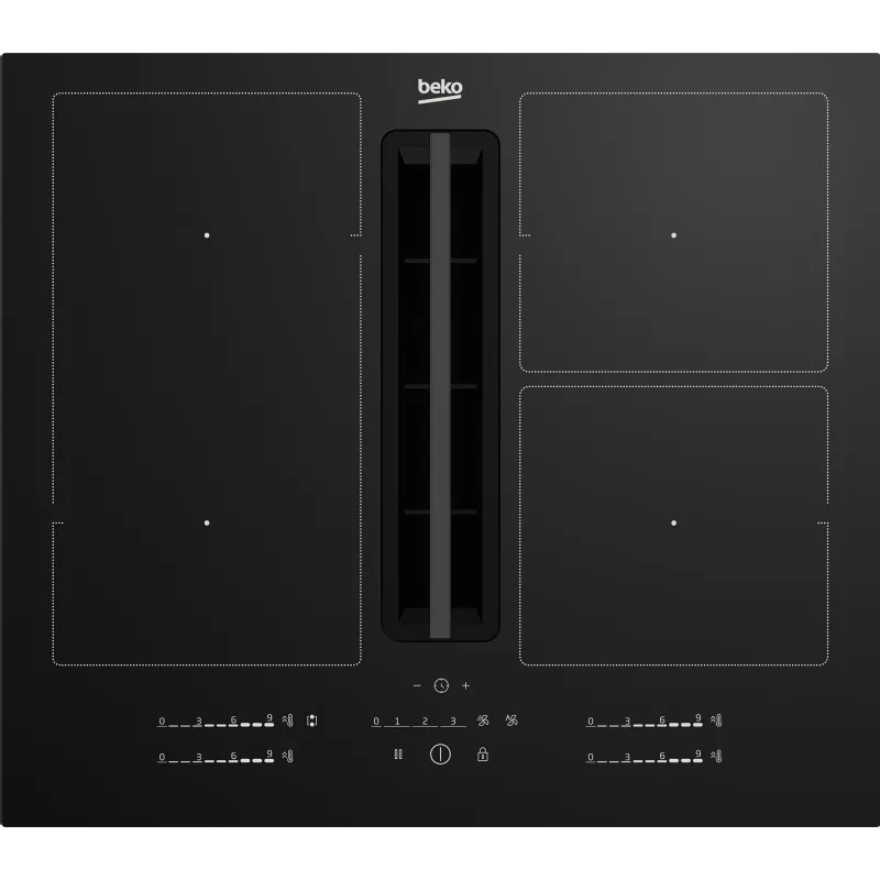 Beko piano cottura a induzione, modello HIXI 64700 UF / HIXI64700UF - con Cappa Integrata finitura nera in Vetroceramica 60 cm - 4 zone