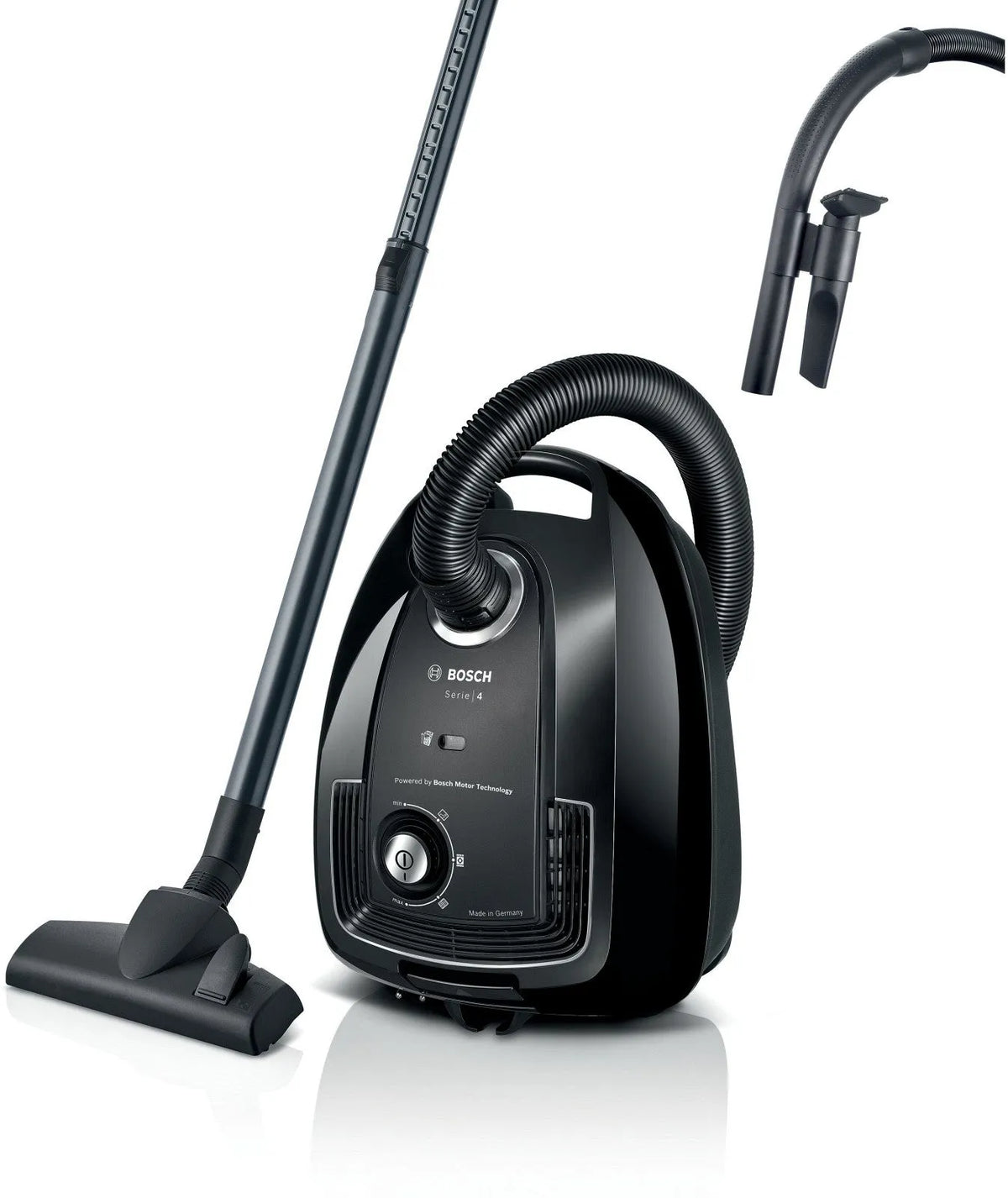 Bosch aspirapolvere, Serie 4 BGB38BA1 a Traino 600W Sacchetto 4L finitura nera sistema filtrante HEPA