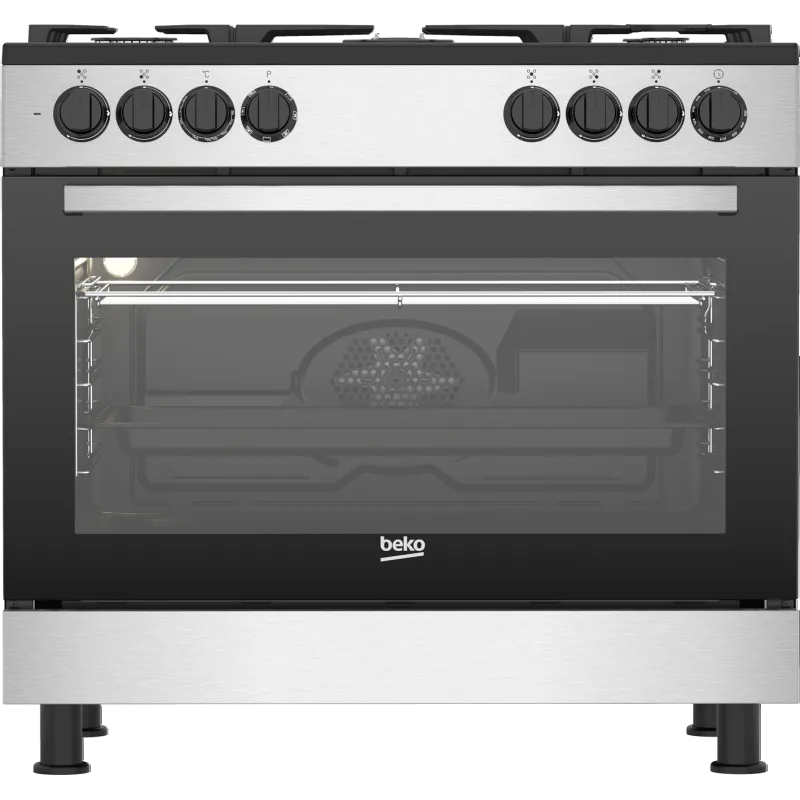 Beko forno elettrico ventilato, modello GM15122DXB - Cucina a installazione libera Inox 90x60 cm 5 Fuochi