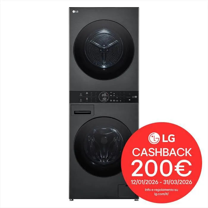 LG lavasciuga, WASHTOWER WT1210BBF 12/10 Kg classe di efficienza energetica A-Platinum finitura nera
