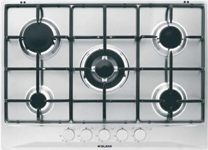 GLEM GAS piano cottura a gas, modello GT755IX 5 fuochi 68,5cm-Inox