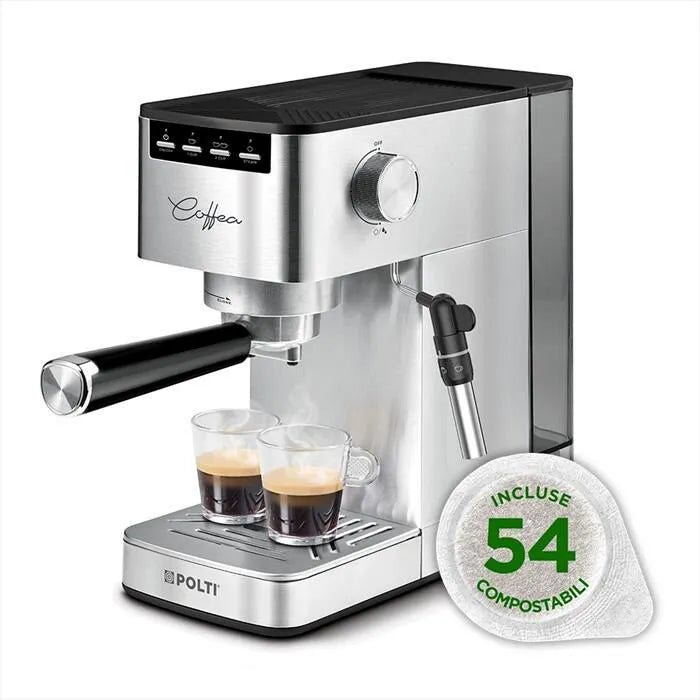 Polti macchina da caffè, espresso COFFEA P10S + 54 CIALDE, colore argento