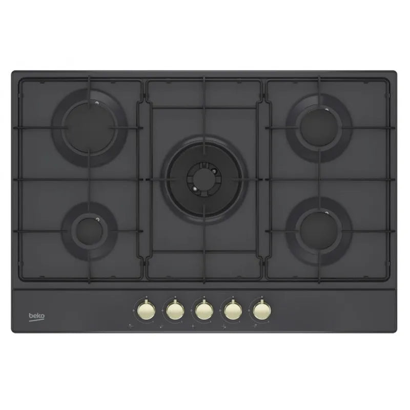 Beko piano cottura a gas, HIAW 75224 SAR / HIAW75224SAR - 5 Fuochi 75 cm finitura nera