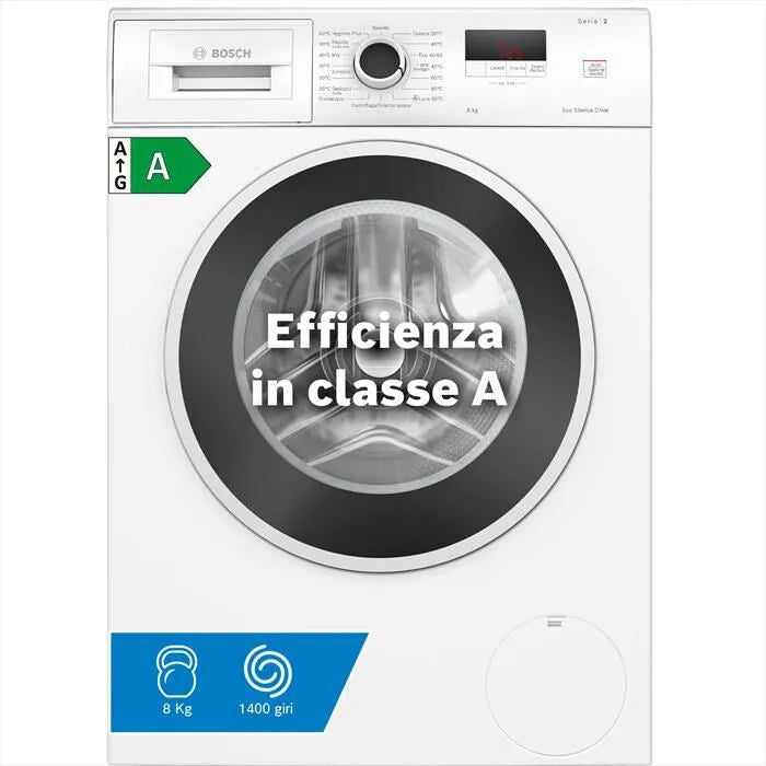 Bosch lavatrice, Serie 2 WGE03200IT 8Kg 1200g/m Classe A, colore bianco